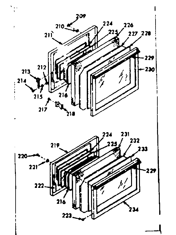 Kenmore 1034267062 full glass oven doors diagram