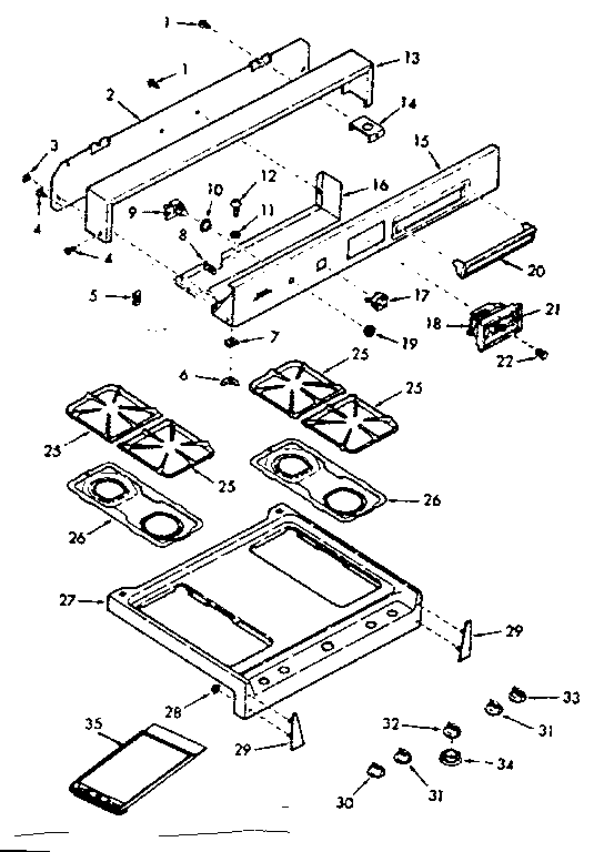 Kenmore 1036087000 backguard and main top section diagram