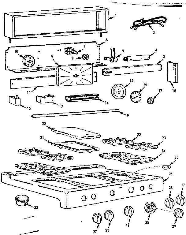 Kenmore 103717633 backguard and maintop diagram