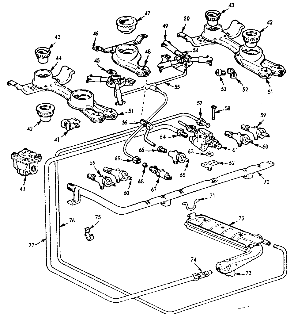 Kenmore 103717633 burner section diagram