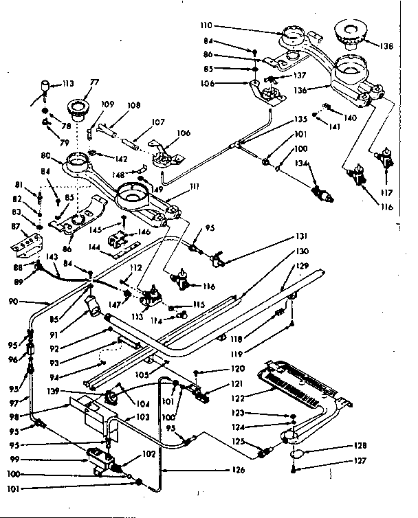 Kenmore 1037177062 burner section diagram