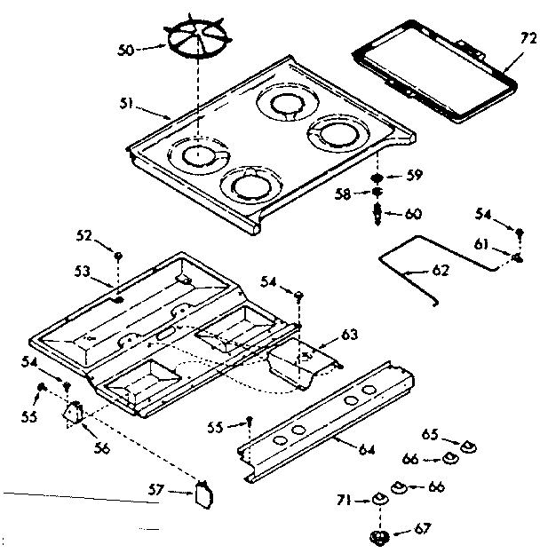 Kenmore 1037187160 main top section diagram