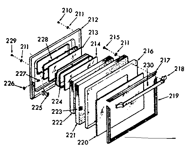 Kenmore 1037187160 oven door section diagram