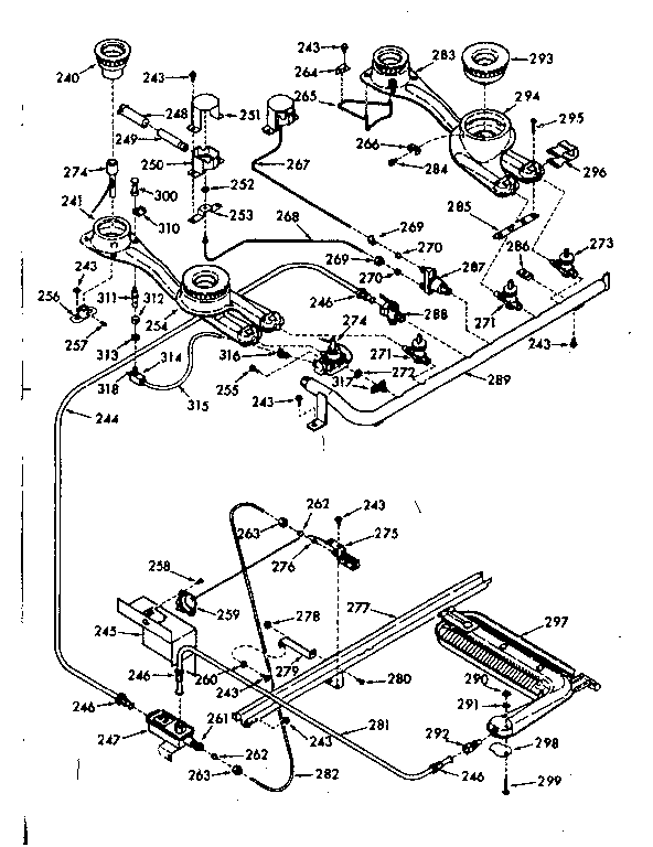 Kenmore 1037187160 burner section diagram