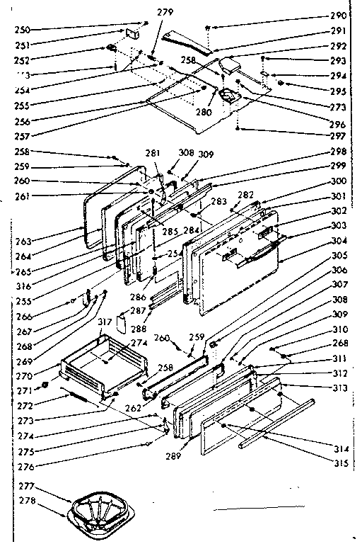Kenmore 1037377022 oven & broiler doors & locking system diagram