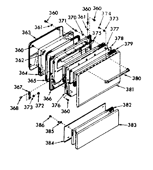 Kenmore 1037397000 oven door section diagram