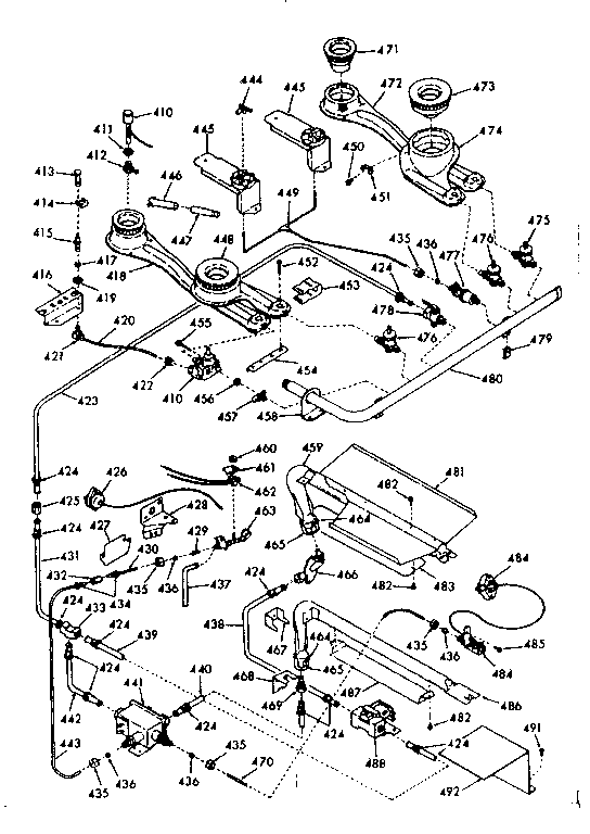 Kenmore 1037397000 burner section diagram