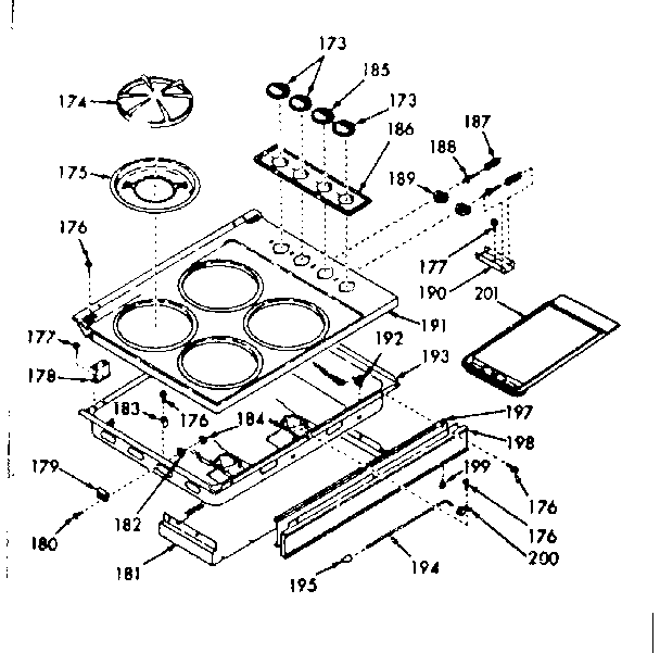 Kenmore 1037777061 main top section diagram