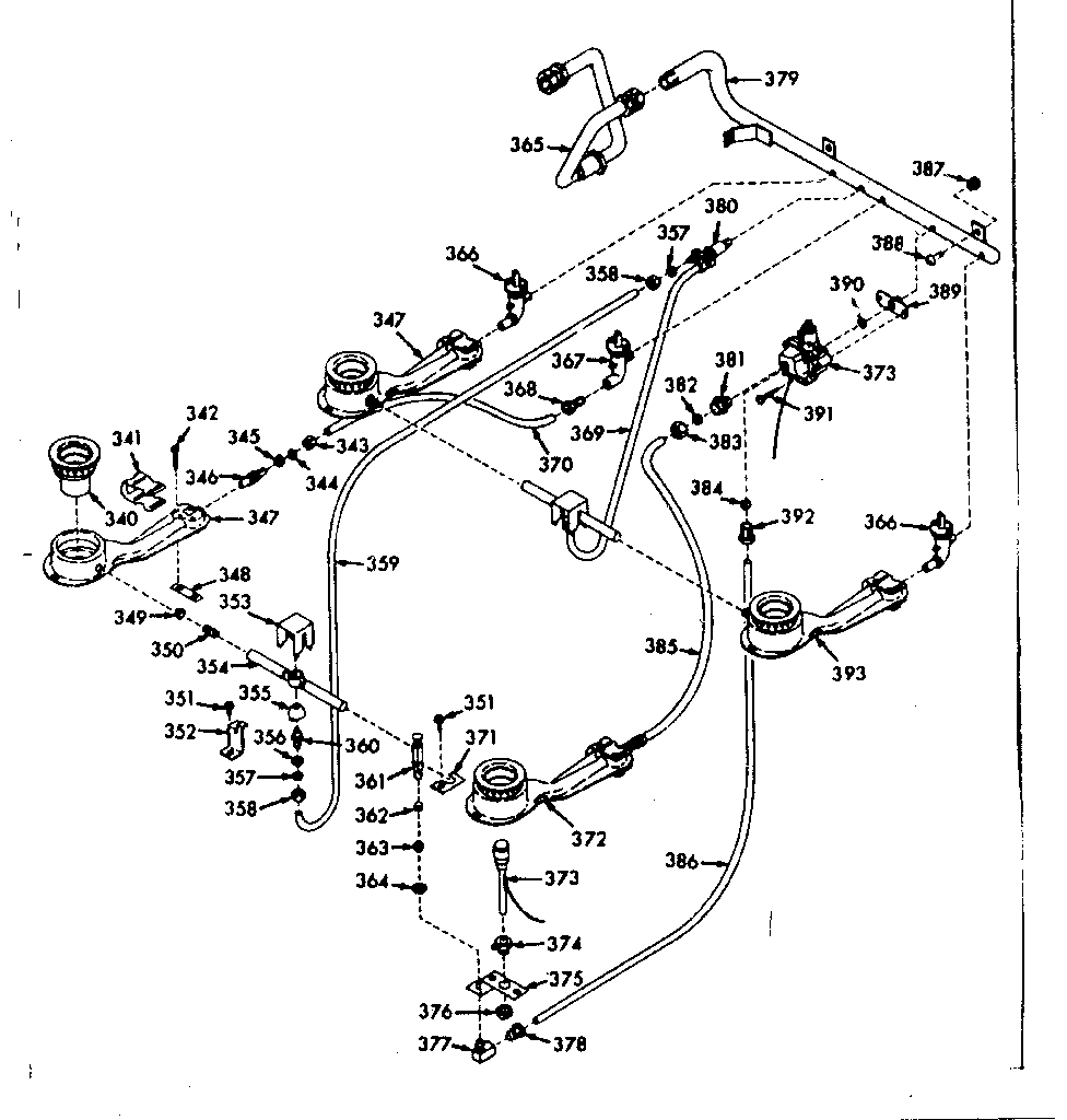 Kenmore 1037777061 surface unit burner section diagram