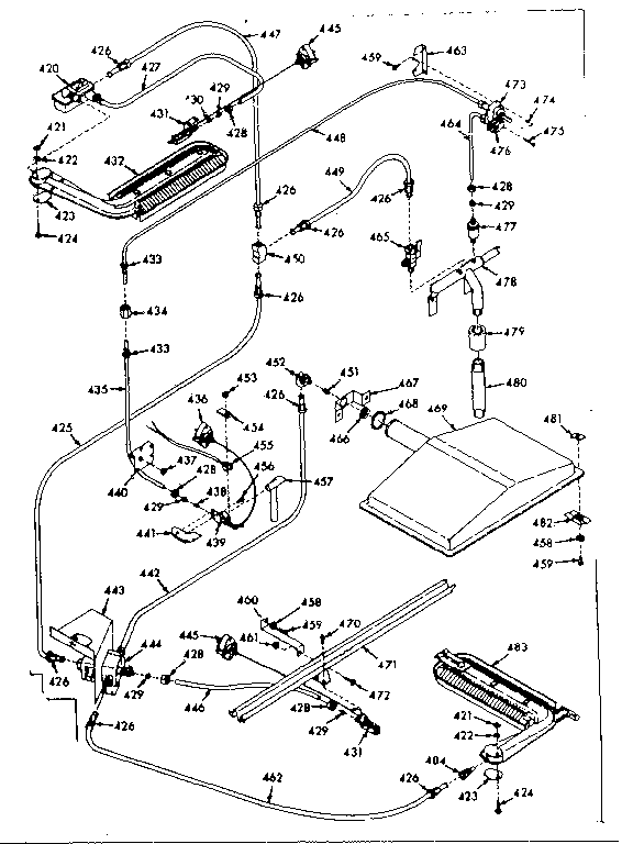 Kenmore 1037777061 oven burner section diagram