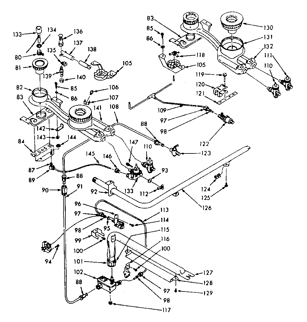 Kenmore 1037857001 burner section diagram