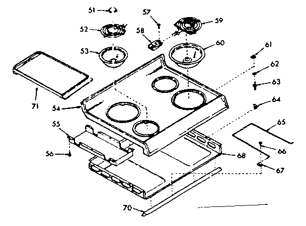Kenmore 1039177120 main top section, pan and ring kit diagram
