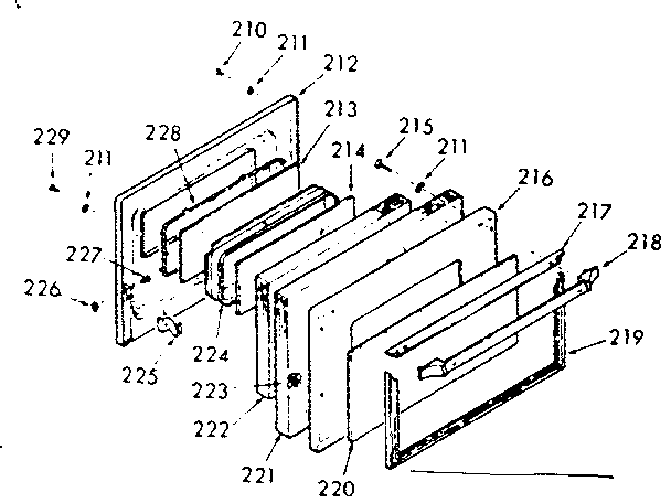 Kenmore 1039177120 oven door section diagram