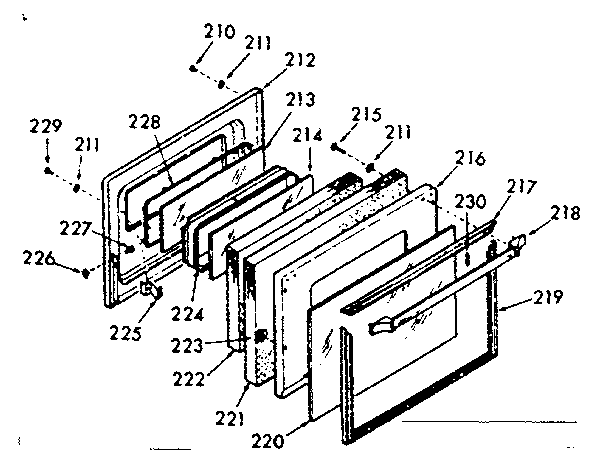 Kenmore 1039187160 oven door section diagram