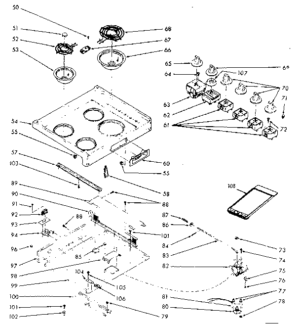 Kenmore 1039317061 main top section diagram