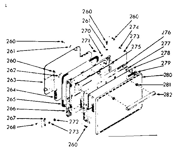 Kenmore 1039317061 oven door section diagram