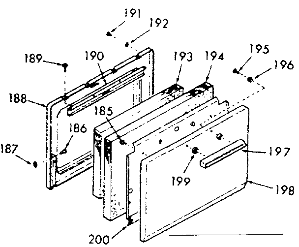 Kenmore 1039317100 oven door section diagram