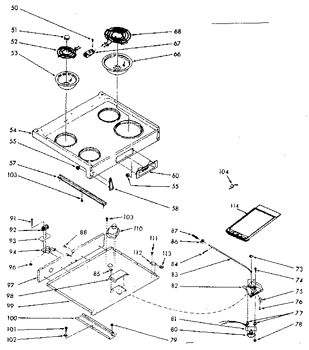Kenmore 1039337021 main top section diagram