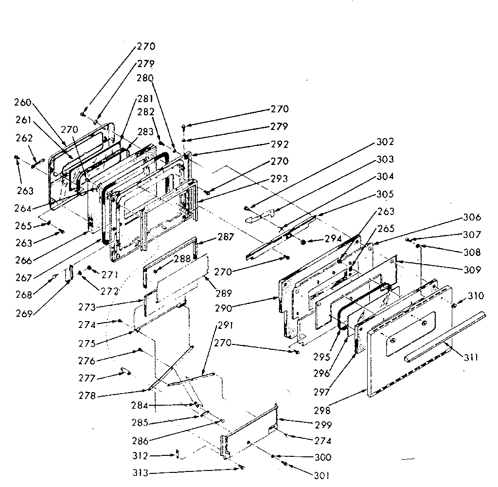 Kenmore 1039347001 oven door section diagram