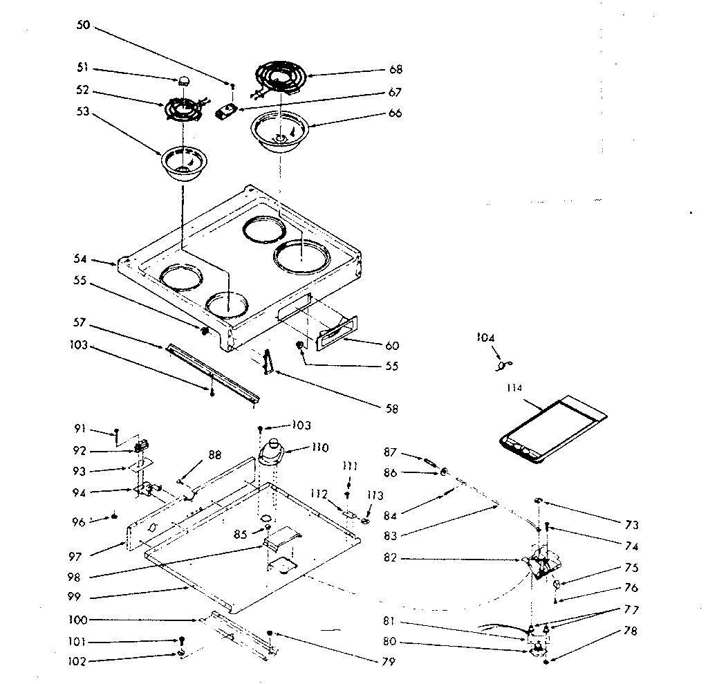 Kenmore 1039357061 main top section diagram