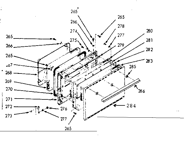 Kenmore 1039357061 oven door section diagram