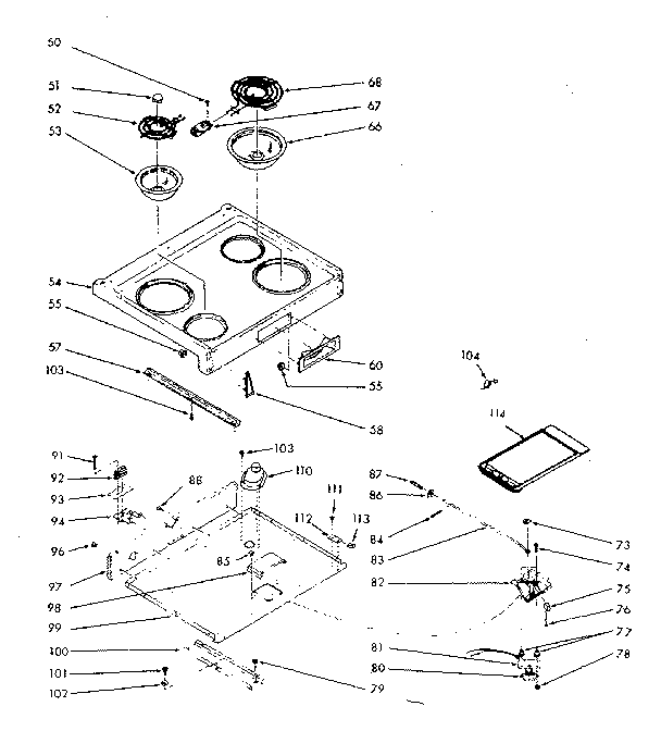Kenmore 1039377061 main top section diagram