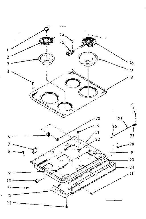 Kenmore 1039667042 main top section diagram
