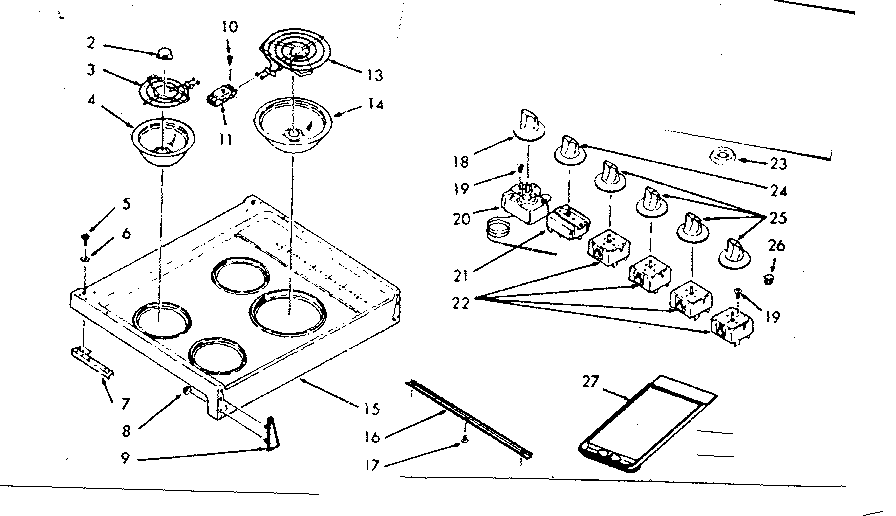 Kenmore 1039717041 main top section diagram