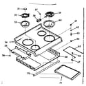 Kenmore 1039747120 main top section, pan and ring kit diagram