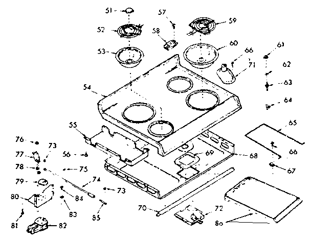 Kenmore 1039857120 main top section diagram