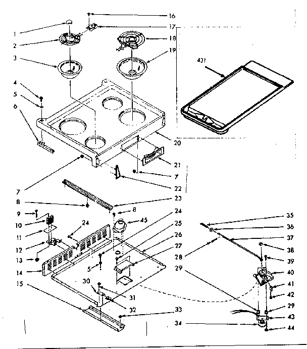 Kenmore 1039877001 main top section diagram