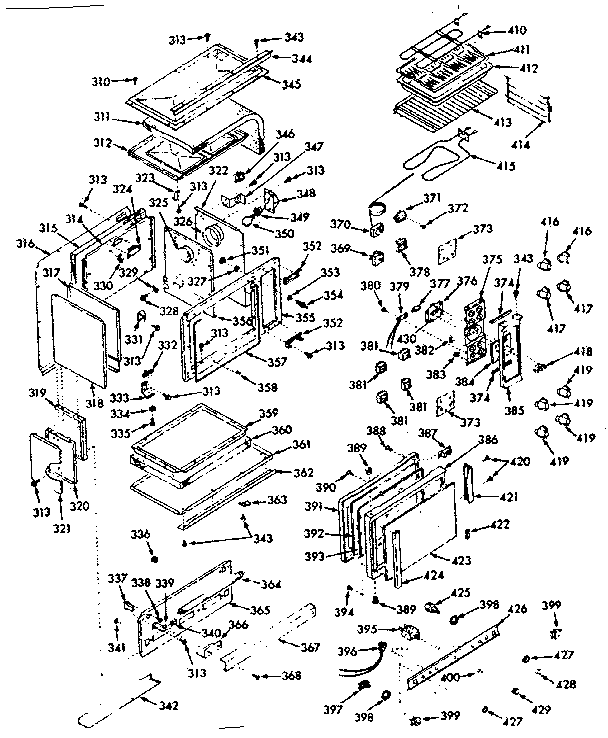 Kenmore 1039877001 upper oven section diagram