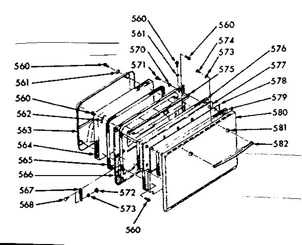Kenmore 1039957040 oven door section diagram