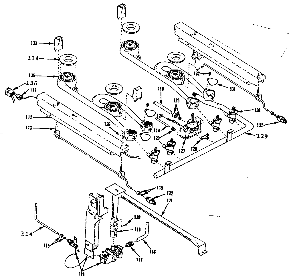Kenmore 1197087140 oven and top burner diagram