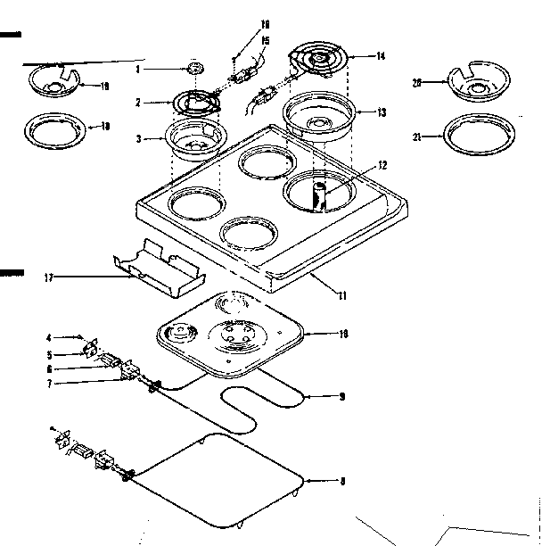 Kenmore 1199067100 main top and oven units diagram