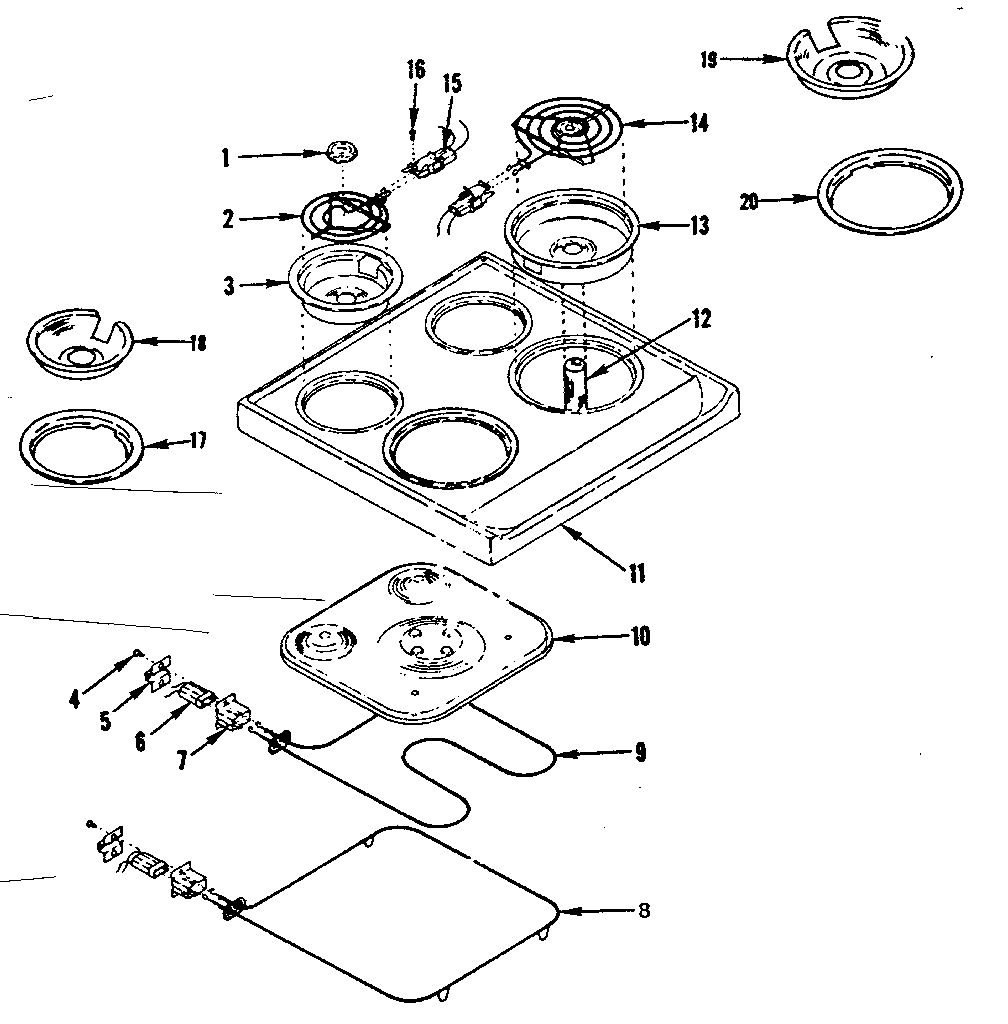 Kenmore 1199207000 main top and oven units diagram