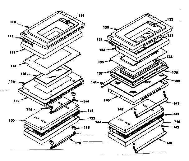 Kenmore 1553547090 oven and broiler door parts diagram