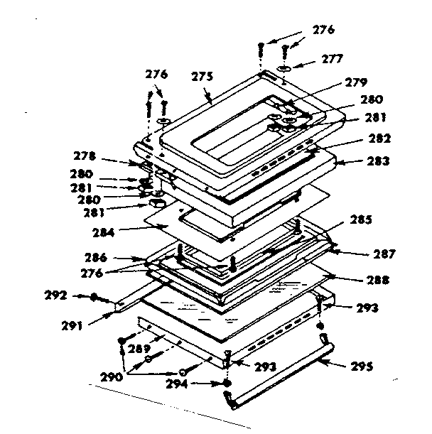 Kenmore 1553567020 oven door parts diagram