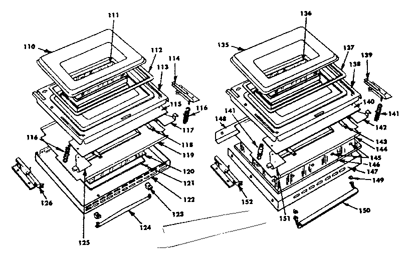 Kenmore 1554557020 oven door parts diagram