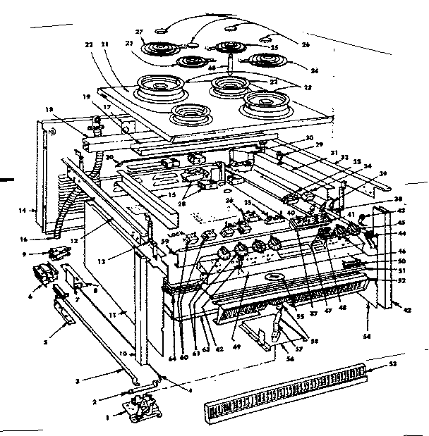 Kenmore 1554557021 top section and outer body parts diagram