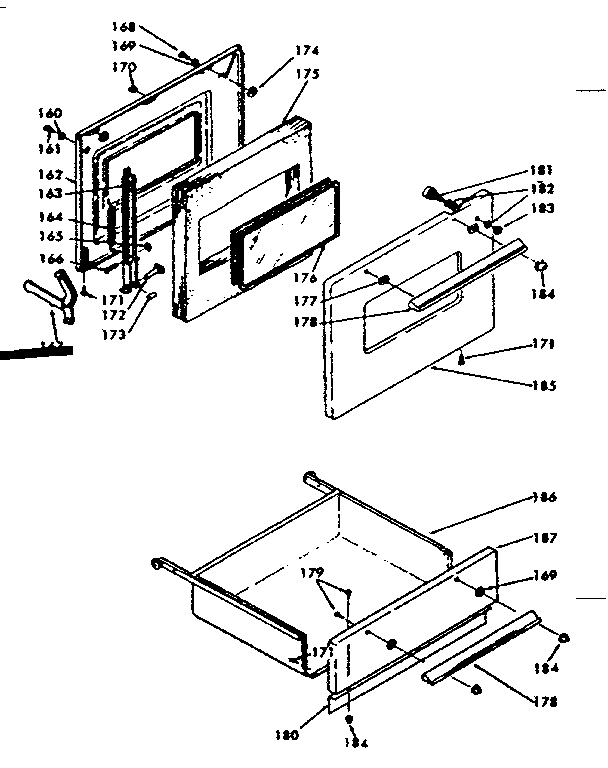 Kenmore 6289137120 door & drawer diagram