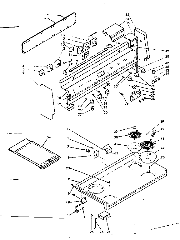 Kenmore 6289477160 backguard and cooktop assembly diagram