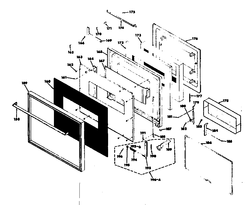 Kenmore 8504237080 black glass door section diagram