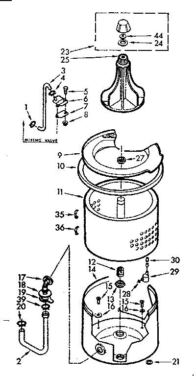 Kenmore 1107003403 tub and basket assembly diagram