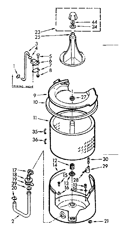 Kenmore 1107003501 tub and basket assembly diagram
