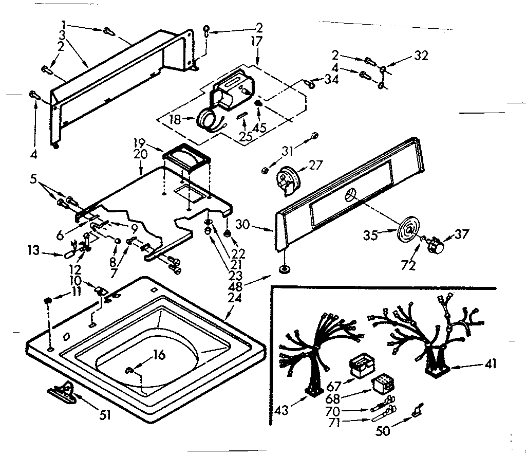 Kenmore 1107003501 top and console assembly diagram