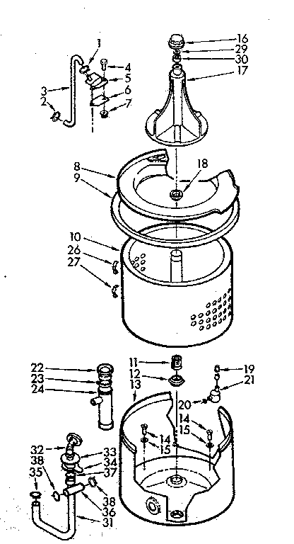 Kenmore 1107005403 tub and basket assembly diagram