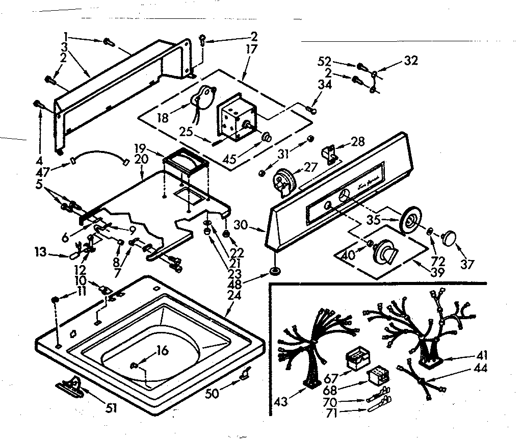 Kenmore 1107005403 top and console assembly diagram