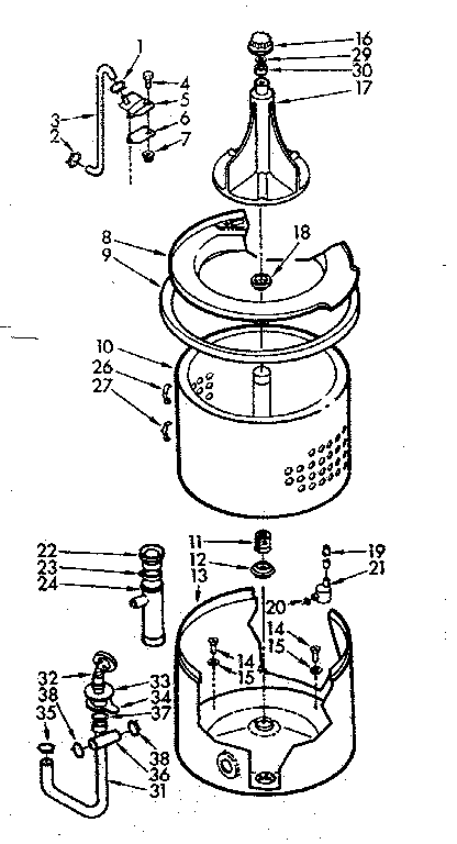 Kenmore 1107004502 tub and basket assembly diagram