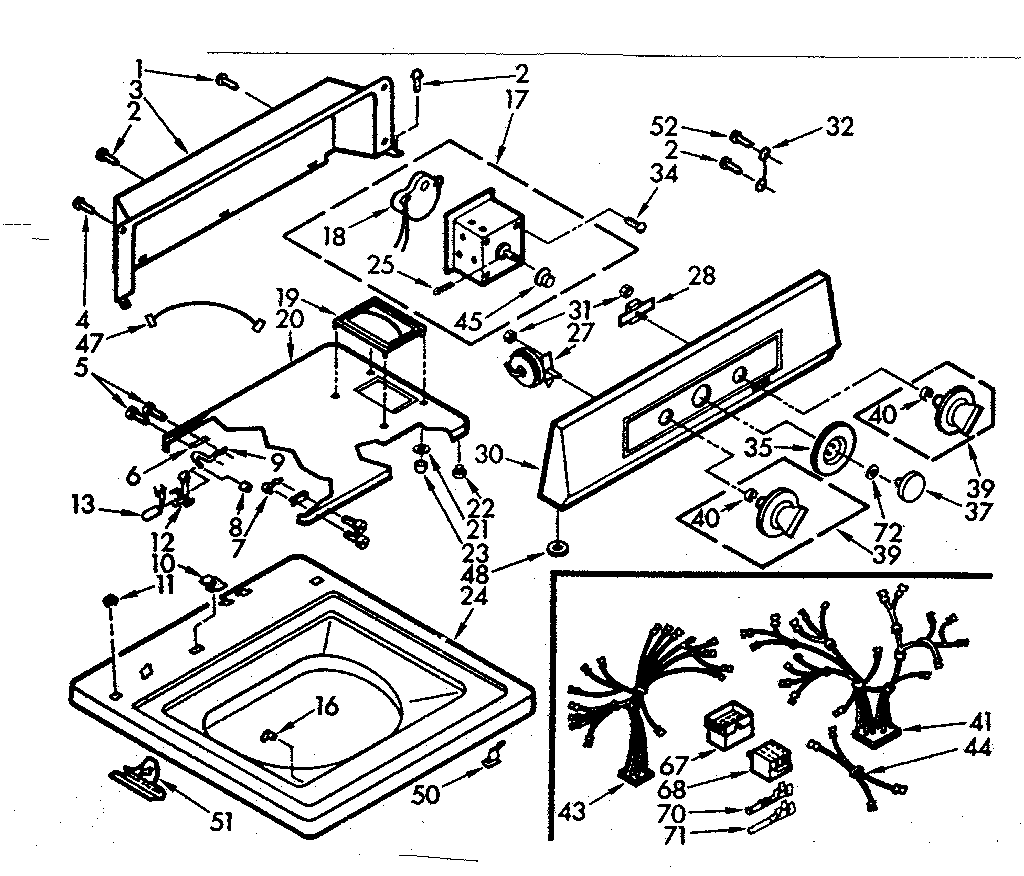 Kenmore 1107004502 top and console assembly diagram
